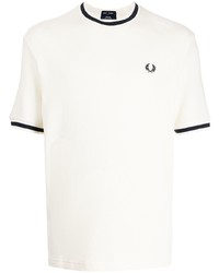 weißes T-Shirt mit einem Rundhalsausschnitt von Fred Perry