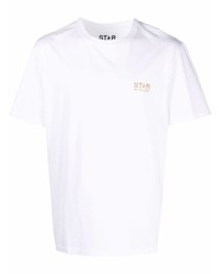 weißes T-Shirt mit einem Rundhalsausschnitt von Golden Goose
