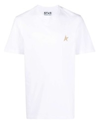 weißes T-Shirt mit einem Rundhalsausschnitt von Golden Goose