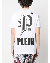 weißes T-Shirt mit einem Rundhalsausschnitt von Philipp Plein