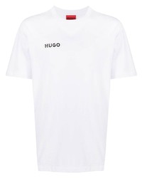 weißes T-Shirt mit einem Rundhalsausschnitt von Hugo