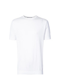 weißes T-Shirt mit einem Rundhalsausschnitt von John Smedley