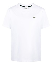 weißes T-Shirt mit einem Rundhalsausschnitt von lacoste live