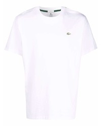 weißes T-Shirt mit einem Rundhalsausschnitt von lacoste live