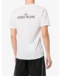 weißes T-Shirt mit einem Rundhalsausschnitt von Stone Island