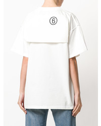 weißes T-Shirt mit einem Rundhalsausschnitt von MM6 MAISON MARGIELA