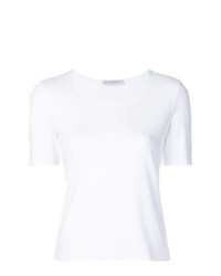 weißes T-Shirt mit einem Rundhalsausschnitt von Le Tricot Perugia
