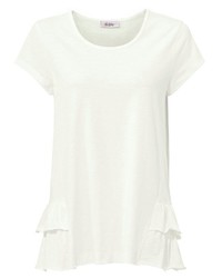 weißes T-Shirt mit einem Rundhalsausschnitt von LINEA TESINI by Heine