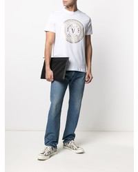 weißes T-Shirt mit einem Rundhalsausschnitt von VERSACE JEANS COUTURE