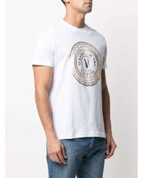 weißes T-Shirt mit einem Rundhalsausschnitt von VERSACE JEANS COUTURE