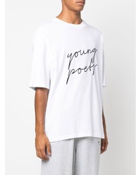 weißes T-Shirt mit einem Rundhalsausschnitt von YOUNG POETS