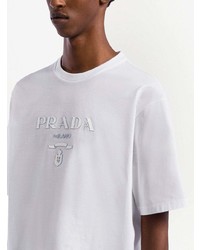 weißes T-Shirt mit einem Rundhalsausschnitt von Prada