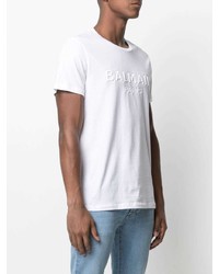 weißes T-Shirt mit einem Rundhalsausschnitt von Balmain