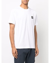 weißes T-Shirt mit einem Rundhalsausschnitt von Stone Island