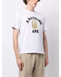 weißes T-Shirt mit einem Rundhalsausschnitt von A Bathing Ape