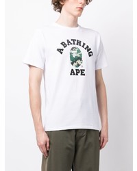 weißes T-Shirt mit einem Rundhalsausschnitt von A Bathing Ape