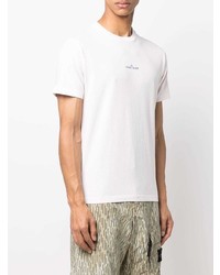 weißes T-Shirt mit einem Rundhalsausschnitt von Stone Island