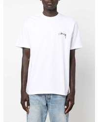 weißes T-Shirt mit einem Rundhalsausschnitt von Stussy