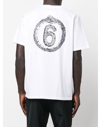 weißes T-Shirt mit einem Rundhalsausschnitt von MM6 MAISON MARGIELA