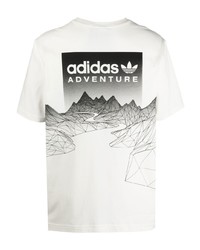 weißes T-Shirt mit einem Rundhalsausschnitt von adidas