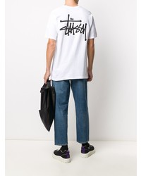 weißes T-Shirt mit einem Rundhalsausschnitt von Stussy