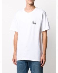 weißes T-Shirt mit einem Rundhalsausschnitt von Stussy