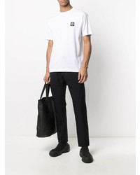 weißes T-Shirt mit einem Rundhalsausschnitt von Stone Island