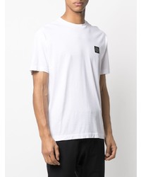 weißes T-Shirt mit einem Rundhalsausschnitt von Stone Island