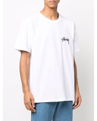 weißes T-Shirt mit einem Rundhalsausschnitt von Stussy