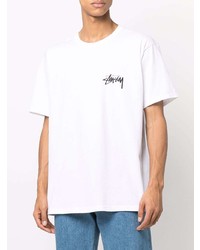 weißes T-Shirt mit einem Rundhalsausschnitt von Stussy