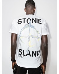 weißes T-Shirt mit einem Rundhalsausschnitt von Stone Island