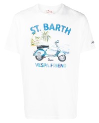 weißes T-Shirt mit einem Rundhalsausschnitt von MC2 Saint Barth