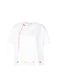 weißes T-Shirt mit einem Rundhalsausschnitt von Mira Mikati