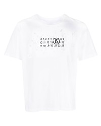 weißes T-Shirt mit einem Rundhalsausschnitt von MM6 MAISON MARGIELA