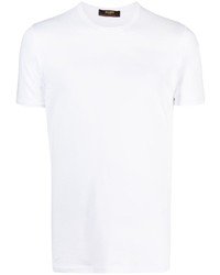 weißes T-Shirt mit einem Rundhalsausschnitt von Moorer