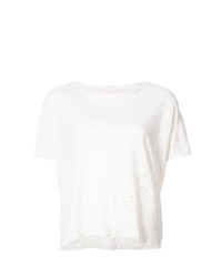weißes T-Shirt mit einem Rundhalsausschnitt von Mother