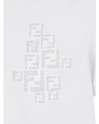 weißes T-Shirt mit einem Rundhalsausschnitt von Fendi