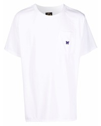 weißes T-Shirt mit einem Rundhalsausschnitt von Needles