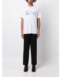 weißes T-Shirt mit einem Rundhalsausschnitt von Armani Exchange