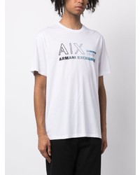 weißes T-Shirt mit einem Rundhalsausschnitt von Armani Exchange