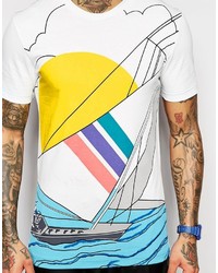 weißes T-Shirt mit einem Rundhalsausschnitt von adidas