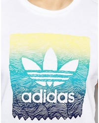 weißes T-Shirt mit einem Rundhalsausschnitt von adidas