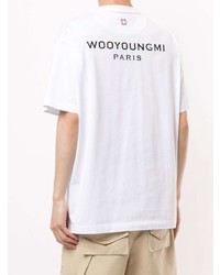 weißes T-Shirt mit einem Rundhalsausschnitt von Wooyoungmi