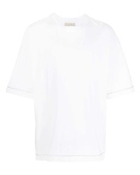 weißes T-Shirt mit einem Rundhalsausschnitt von Paura