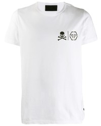 weißes T-Shirt mit einem Rundhalsausschnitt von Philipp Plein