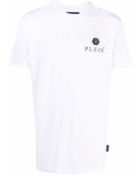 weißes T-Shirt mit einem Rundhalsausschnitt von Philipp Plein