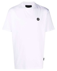 weißes T-Shirt mit einem Rundhalsausschnitt von Philipp Plein