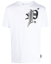 weißes T-Shirt mit einem Rundhalsausschnitt von Philipp Plein