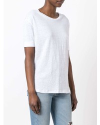 weißes T-Shirt mit einem Rundhalsausschnitt von Frame Denim