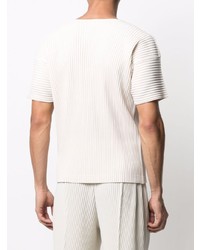 weißes T-Shirt mit einem Rundhalsausschnitt von Homme Plissé Issey Miyake